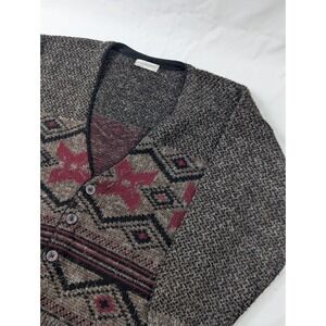J.J. Cochran‎ 80s Grandpa Cardigan Sweater Mens XL Print Multicolor